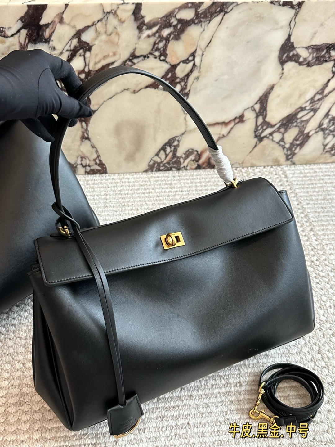 Balenciaga RODEO Large Cowhide Bag with Gold-tone Hardware (Replica)