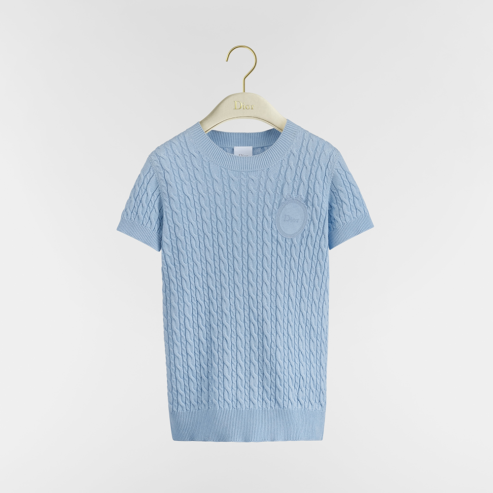 Dior blue Clothing DIOR Short-Sleeved Sweater Blue Dior Oblique Technical Jacquard #389043 | Nigo Office