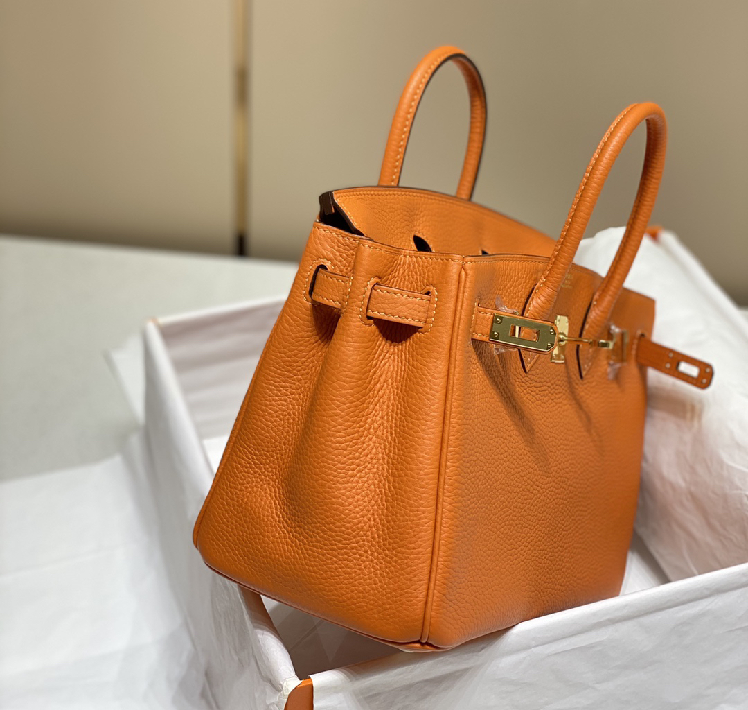 [TOP] HERMES Birkin Togo Leather 25cm - Orange & GHW