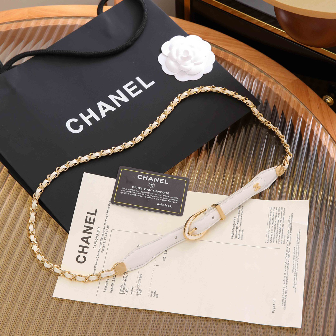 [TOP] CHANEL Chain Belt - White - 711 Luxury
