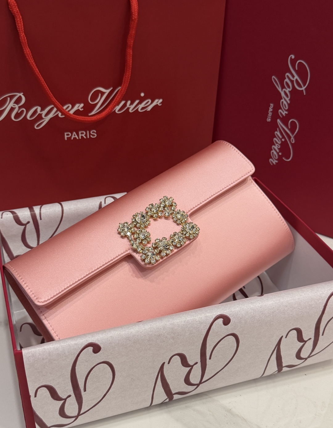 [TOP] ROGER VIVIER Diamond Bag 24-13-3 CM - Pink - 711 Luxury