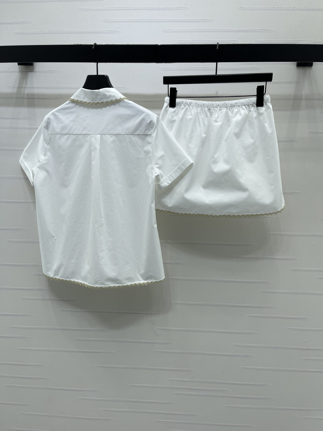 [TOP] Miu Miu Shirt + Skirt Set - White - 711 Luxury