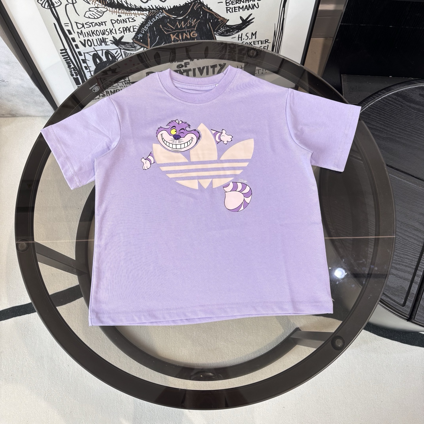 Adidas Unisex Kids Disney Cheshire Cat Graphic Crew Neck Short Sleeve T-Shirt 2 Colors Boys Girls Sizes 100-160