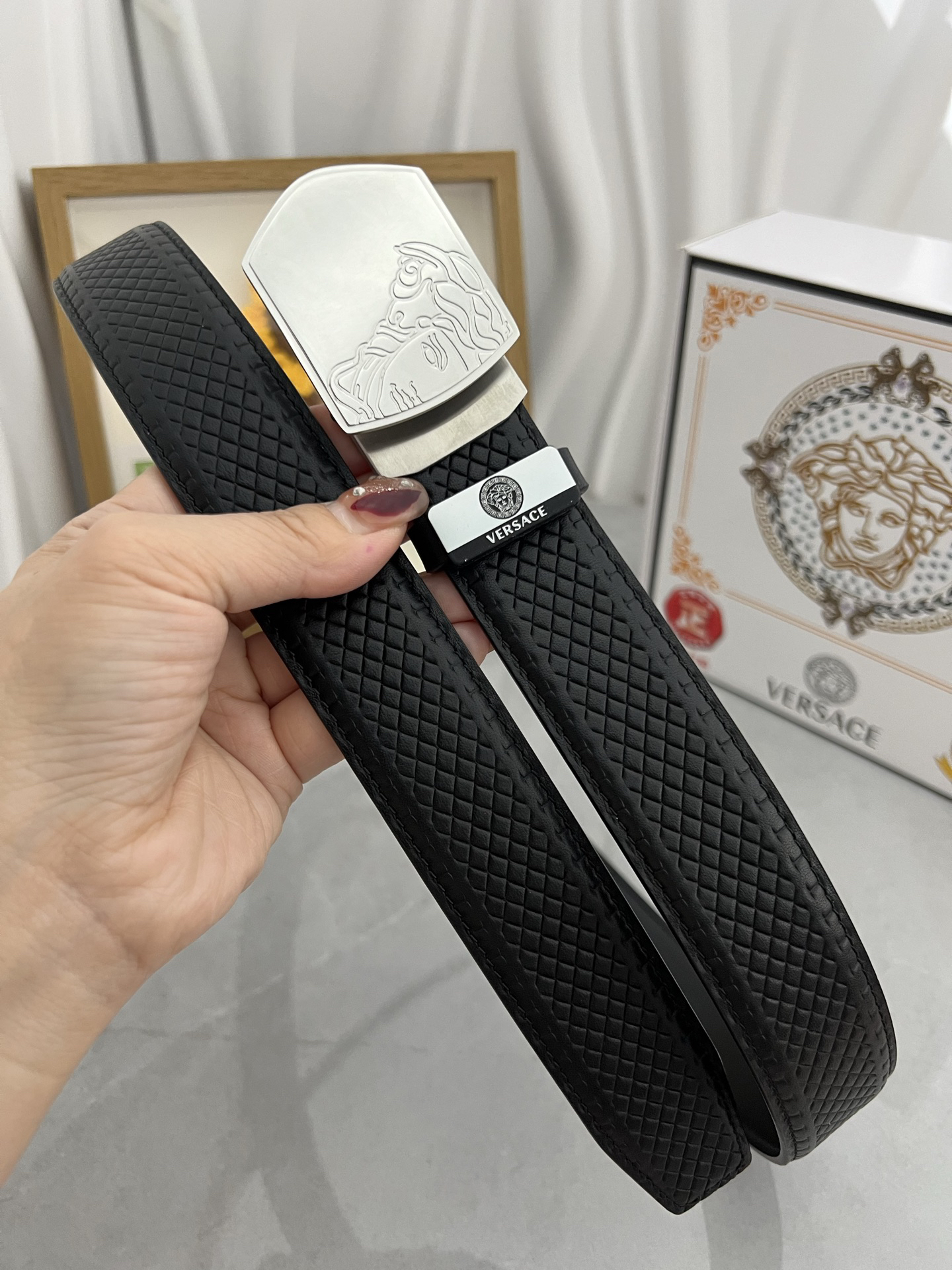 [TOP] VERSACE Men's Belt 3.5 cm - Black - 711 Luxury