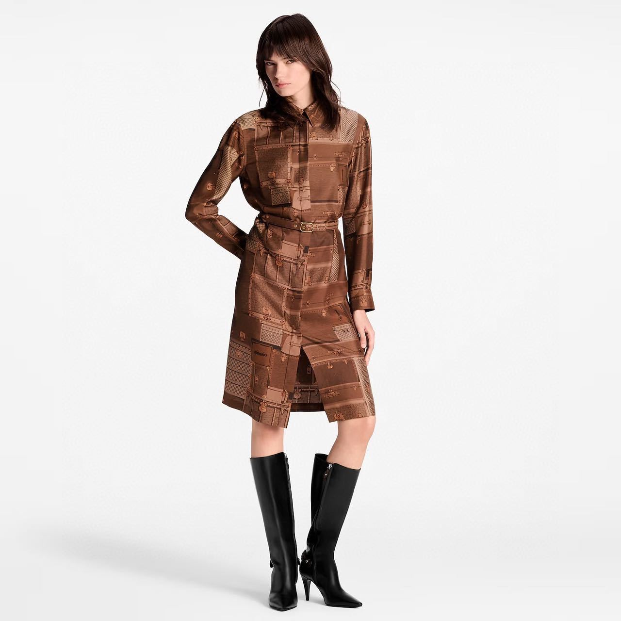 Louis Vuitton Clothing LOUIS VUITTON Trunk Print Shirt Dress 1AJFGK | Nigo Office