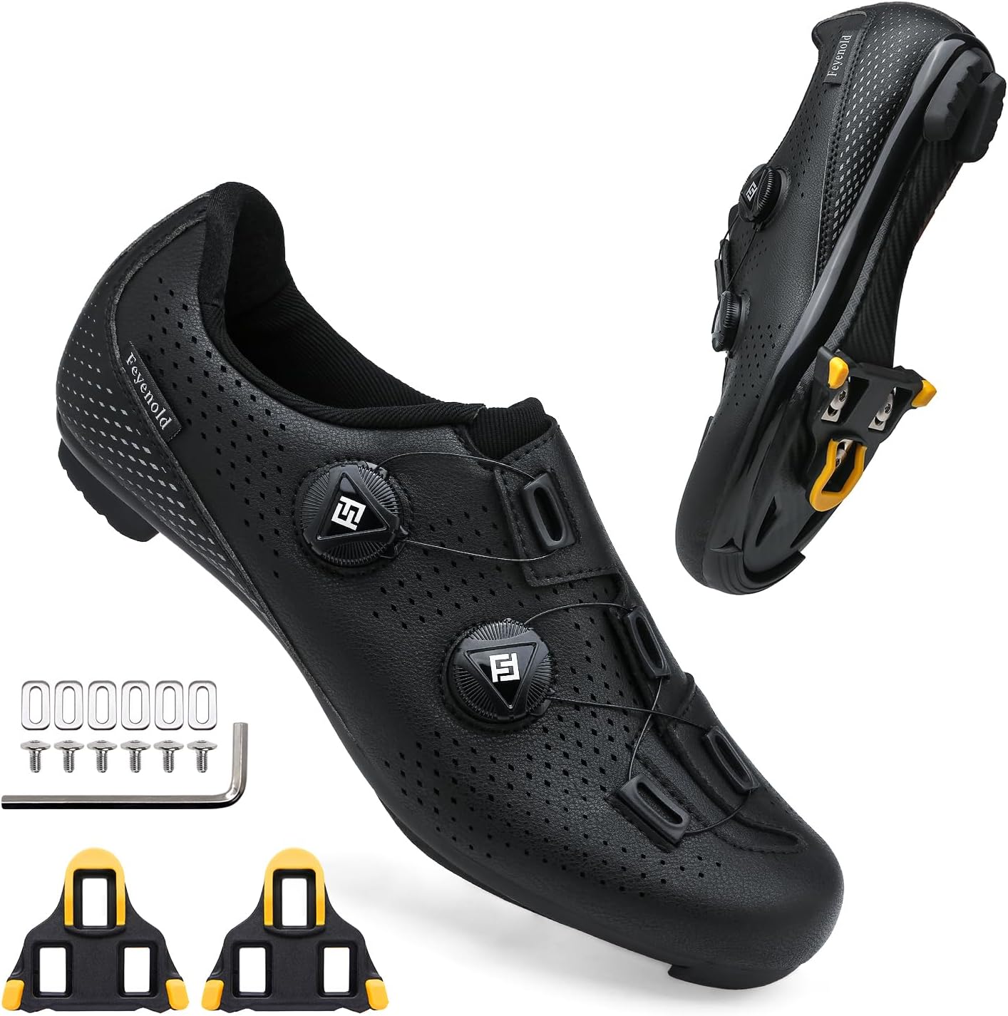 black road cycling shoes with SPD-SL Look KEO cleats clipless cycling shoes for indoor outdoor riding