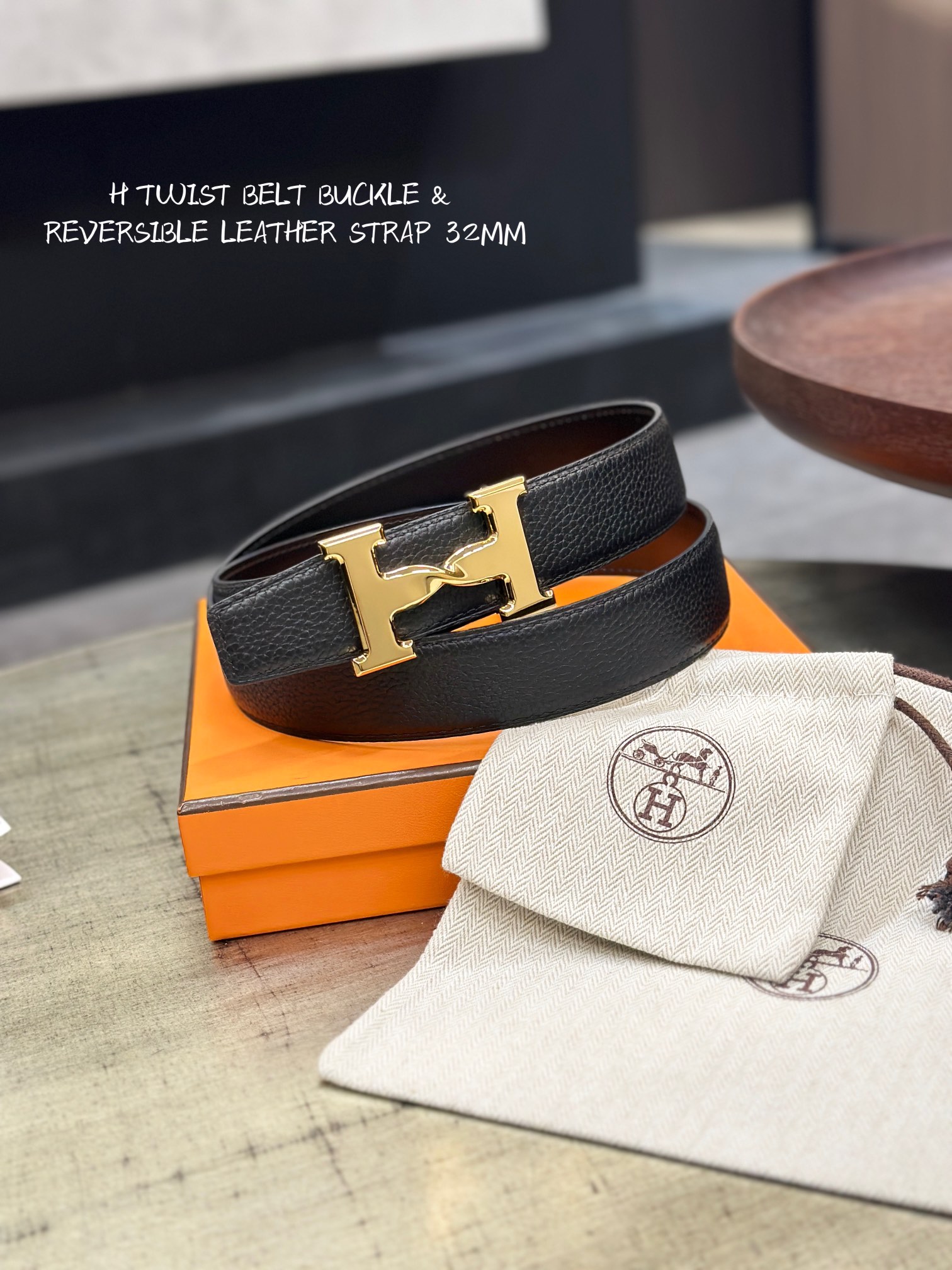[TOP] HERMES Twist Calfskin Belt 32mm - Black - 711 Luxury