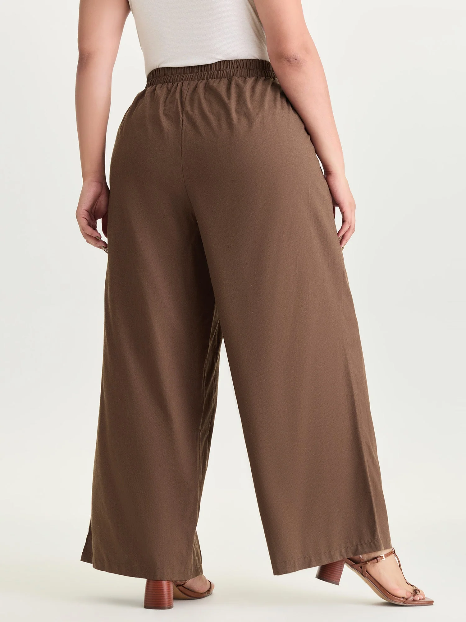 Double Buckle Waist Straight-Leg Pants