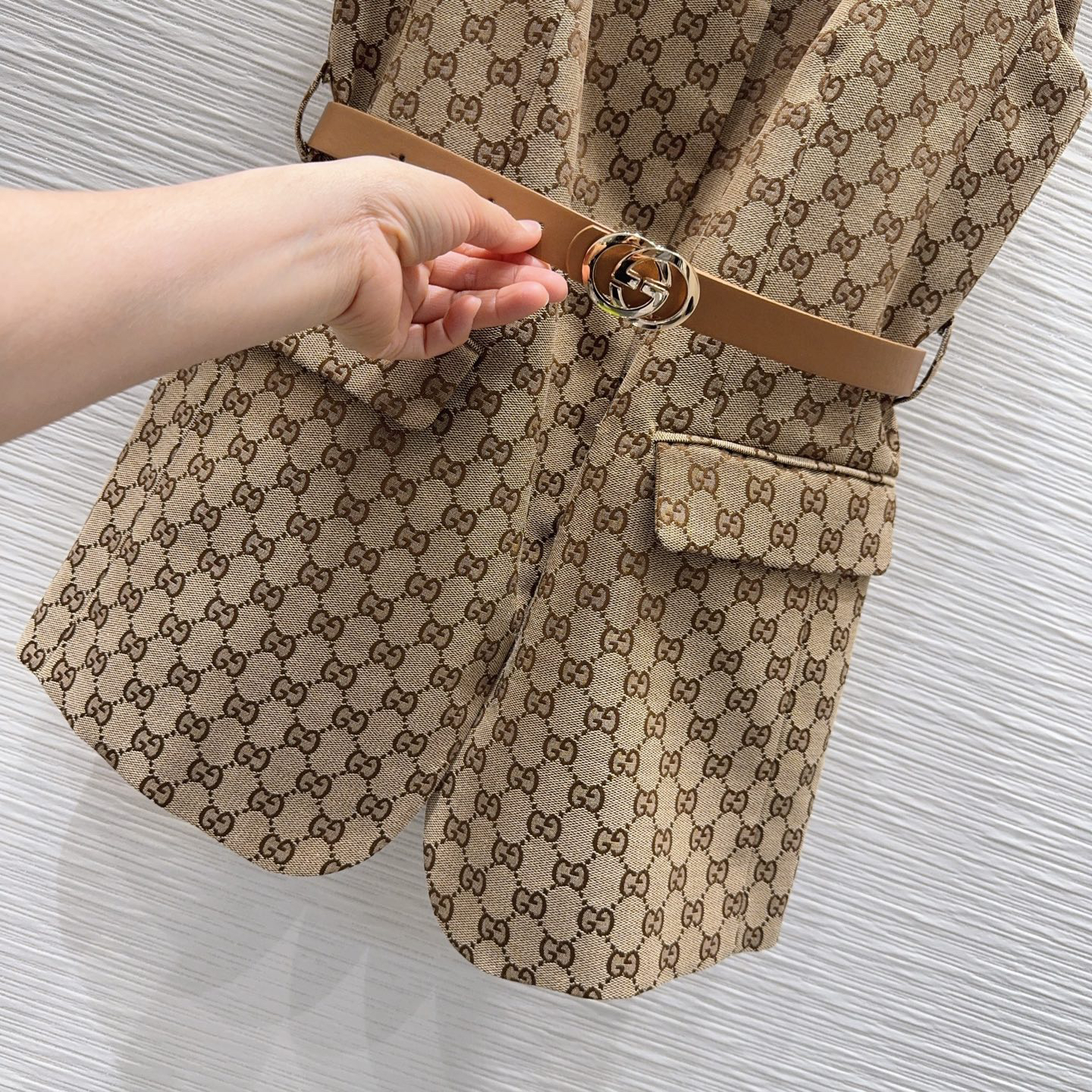 [TOP] GUCCI GG Jacquard Sleeveless Blazer - Brown