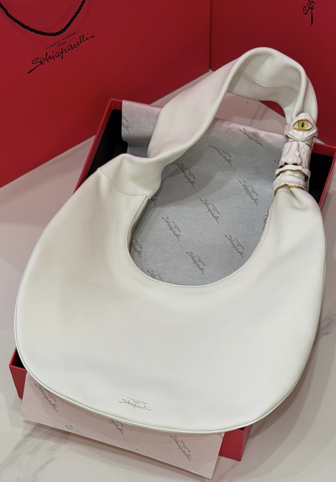 [TOP] Schiaparelli Soufflé Bag 43x60x8cm - White - 711 Luxury