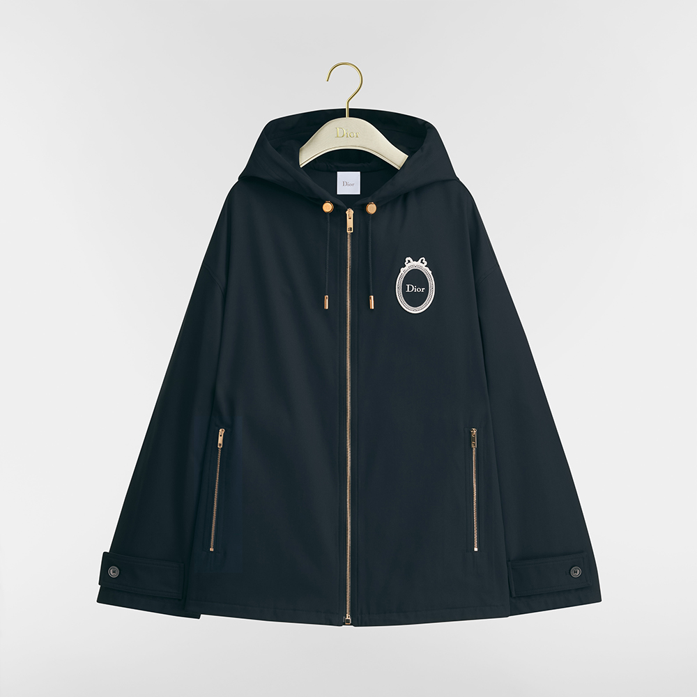 Dior blue Clothing DIOR Dior Médaillon Embroidered Anorak Navy Blue Cotton and Silk Gabardine #388869 | Nigo Office