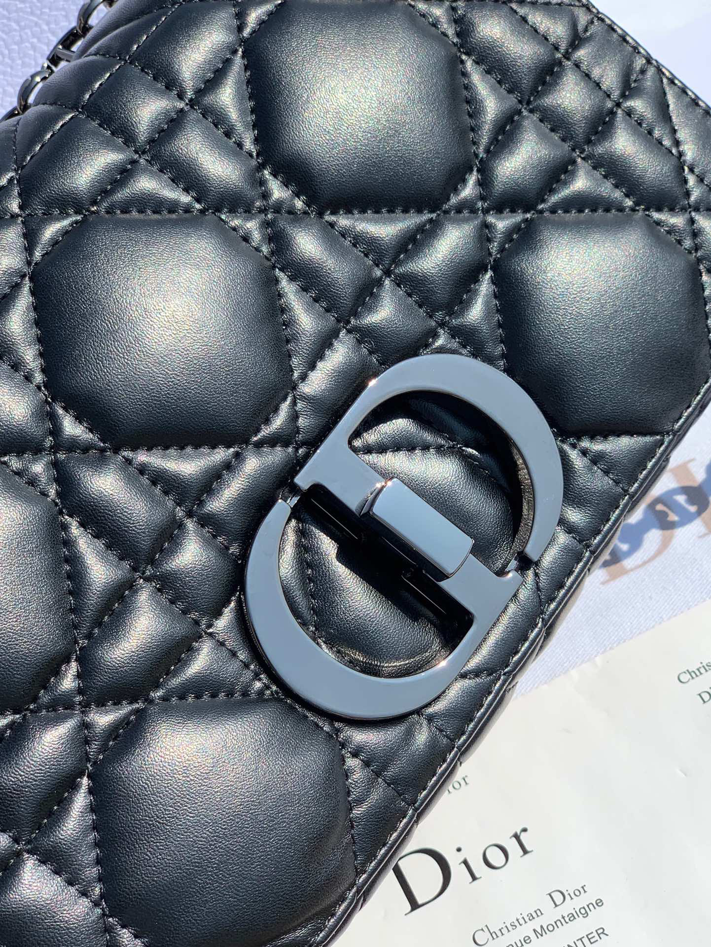 [TOP] Christian Dior Caro Bag Calfskin 25x15x8cm - Black