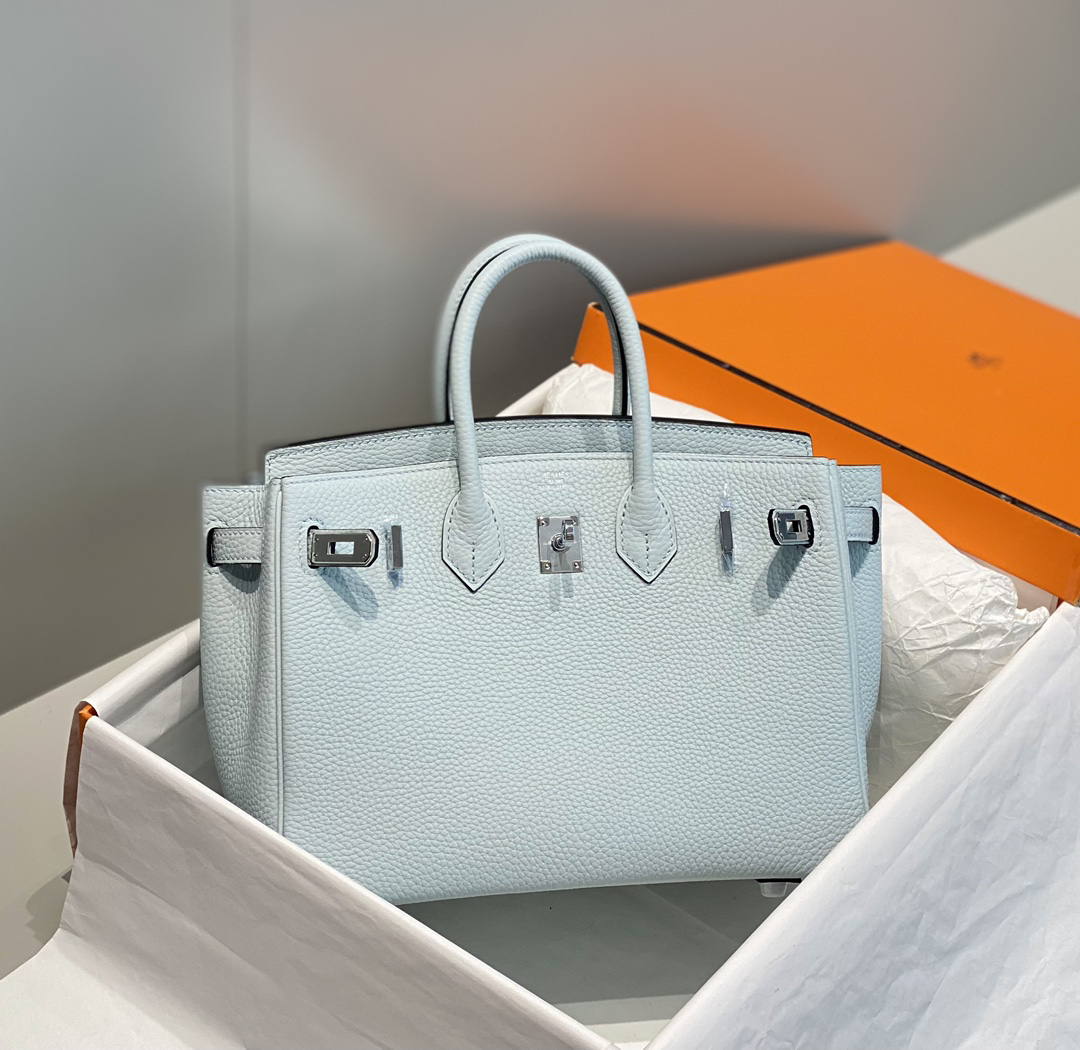 [TOP] HERMES Birkin Togo Leather 25cm - Bleu Pale & SHW