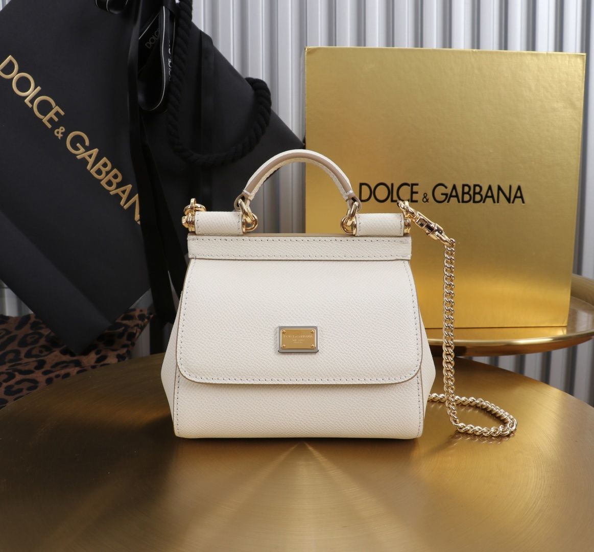 [TOP] Dolce & Gabbana D&G Sicily Bag 14x16x6 CM - White - 711 Luxury