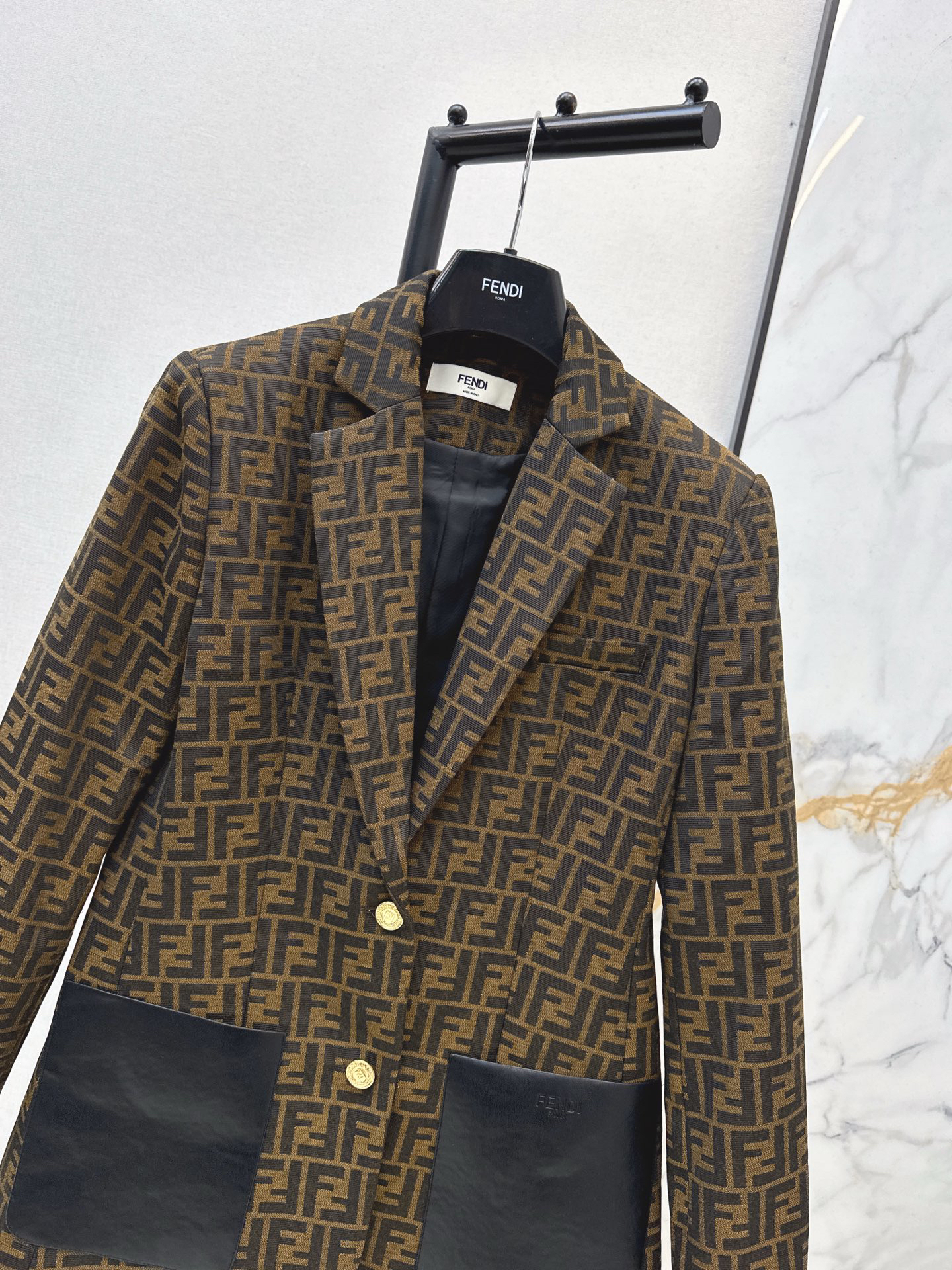 [TOP] FENDI FF Monogram Blazer - Brown