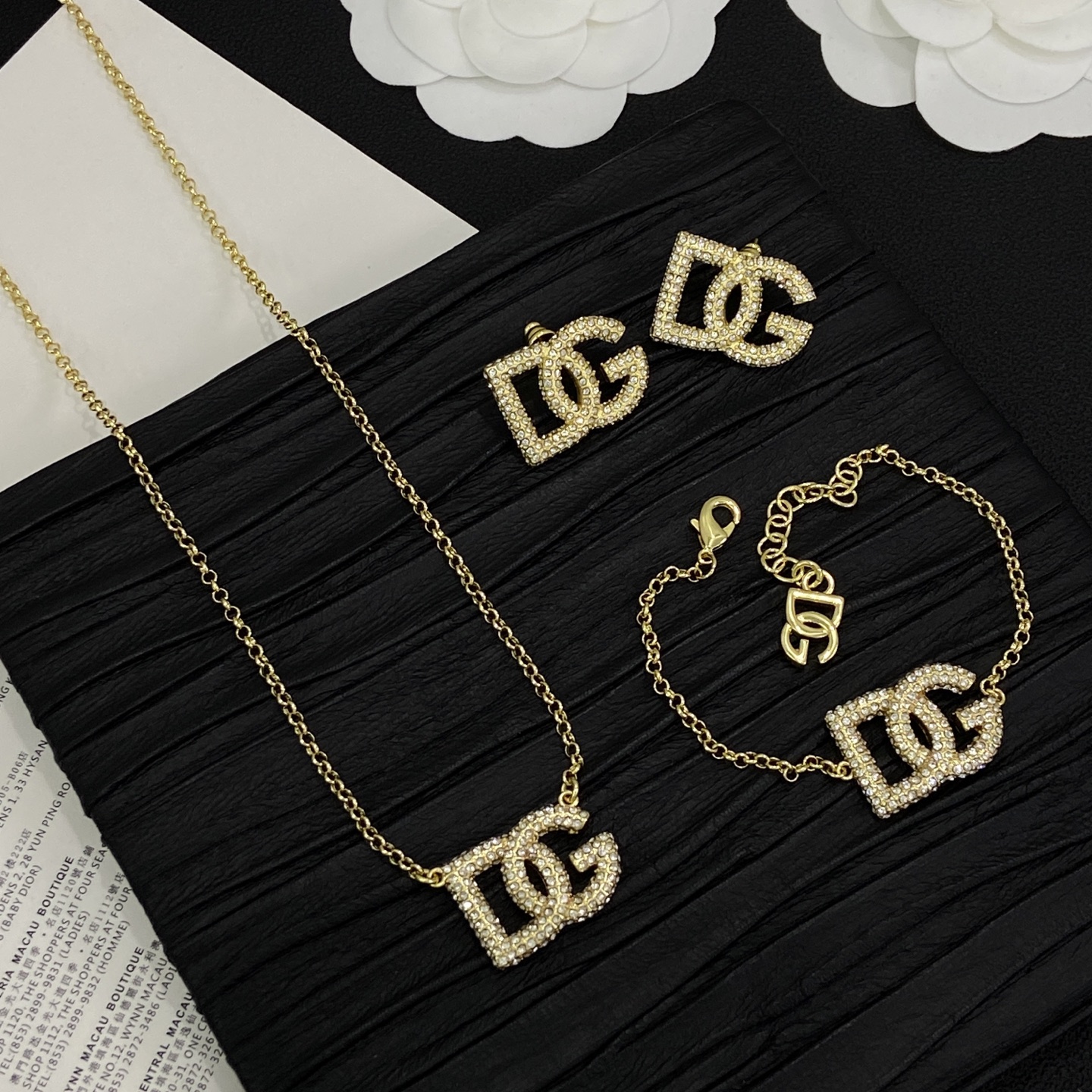 [TOP] Dolce & Gabbana D&G Necklace Earrings Bracelet Set - Gold - 711 Luxury