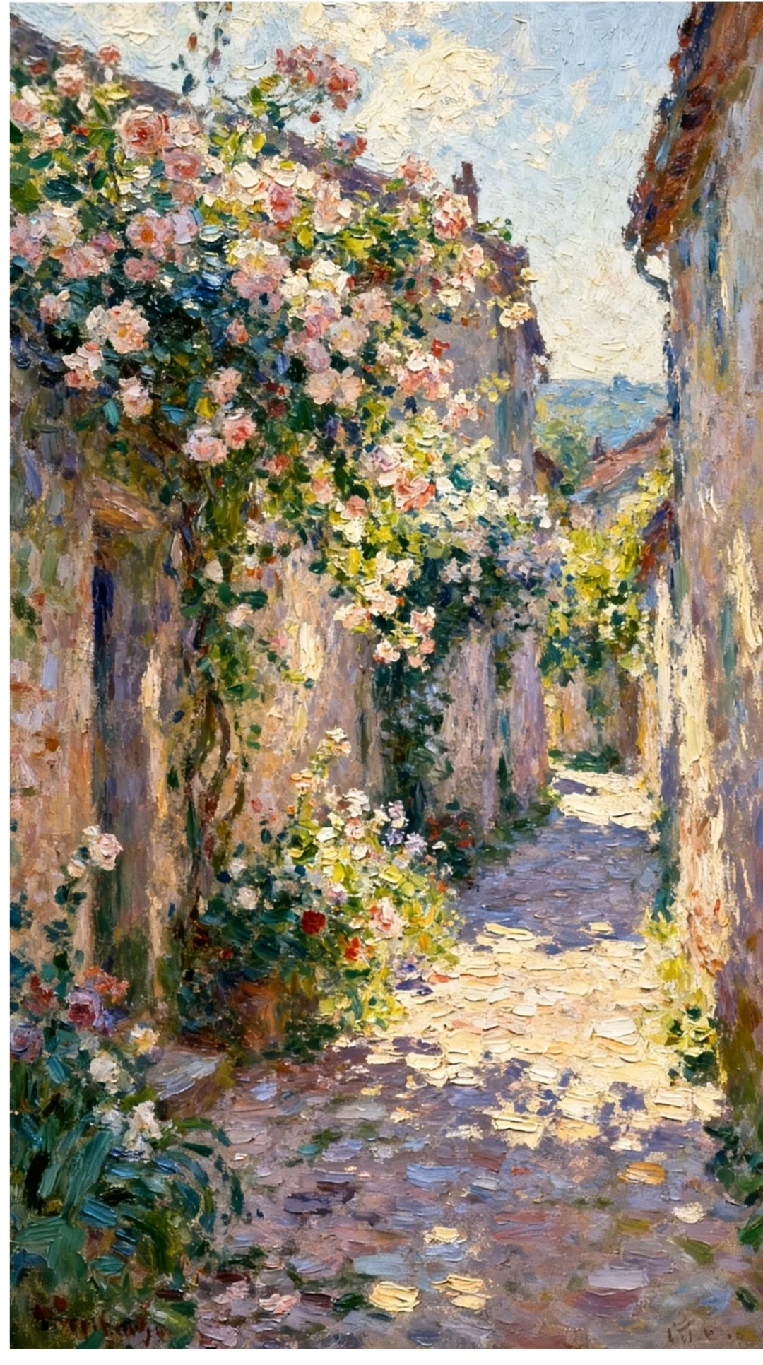 Flower Shadows on Stone Wall