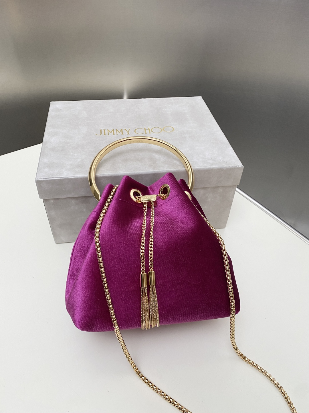 [TOP] JIMMY CHOO Bon Bon Bag 16*15*9.5CM - Rose Red - 711 Luxury