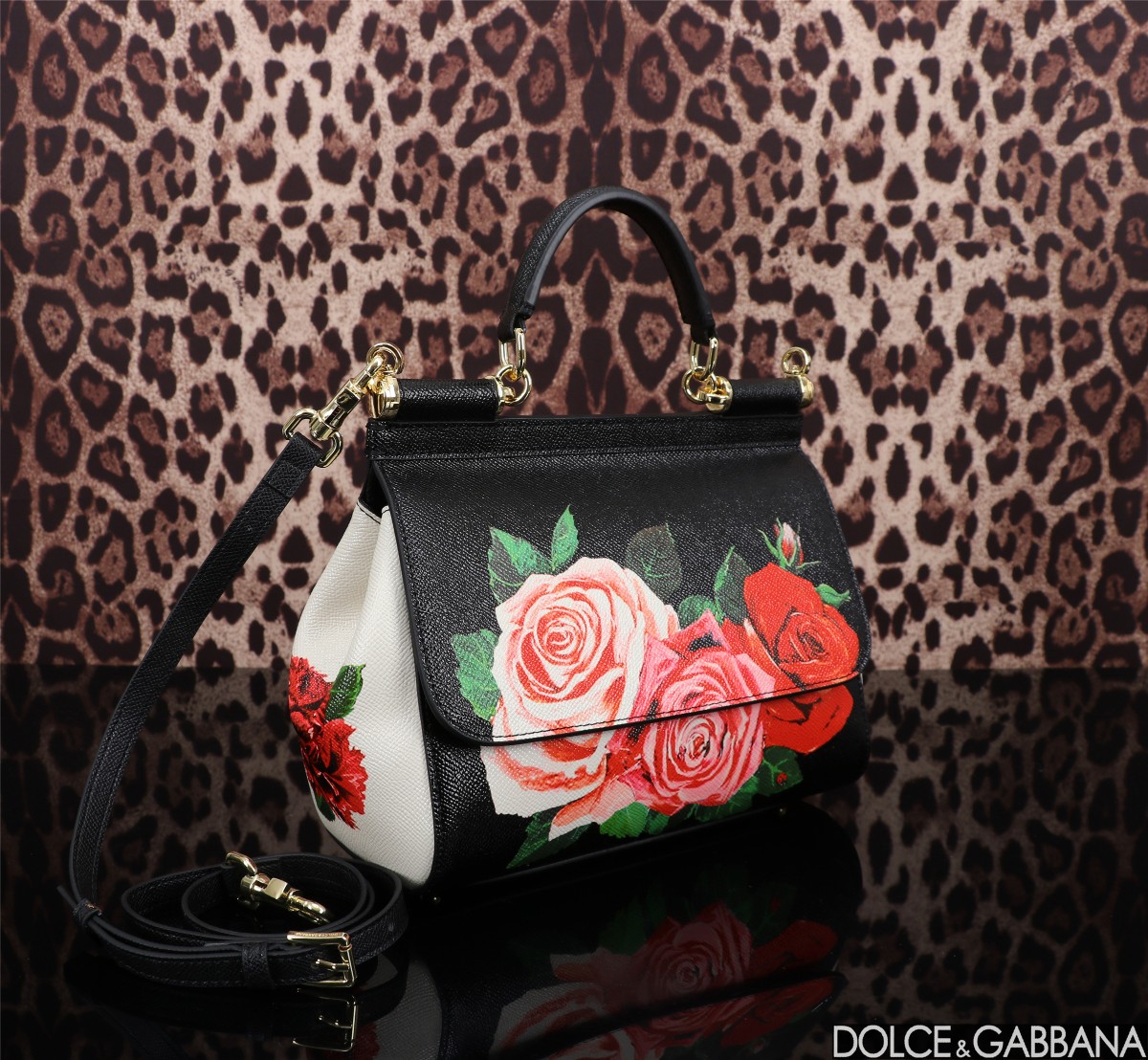 [TOP] Dolce & Gabbana D&G Printed Sicily Bag 25x12x20cm - Black