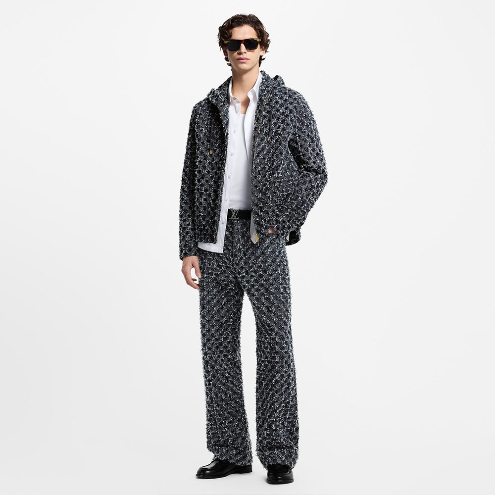 Louis Vuitton Clothing LOUIS VUITTON Flocked Monogram Denim Hoodie #378905 | Nigo Office