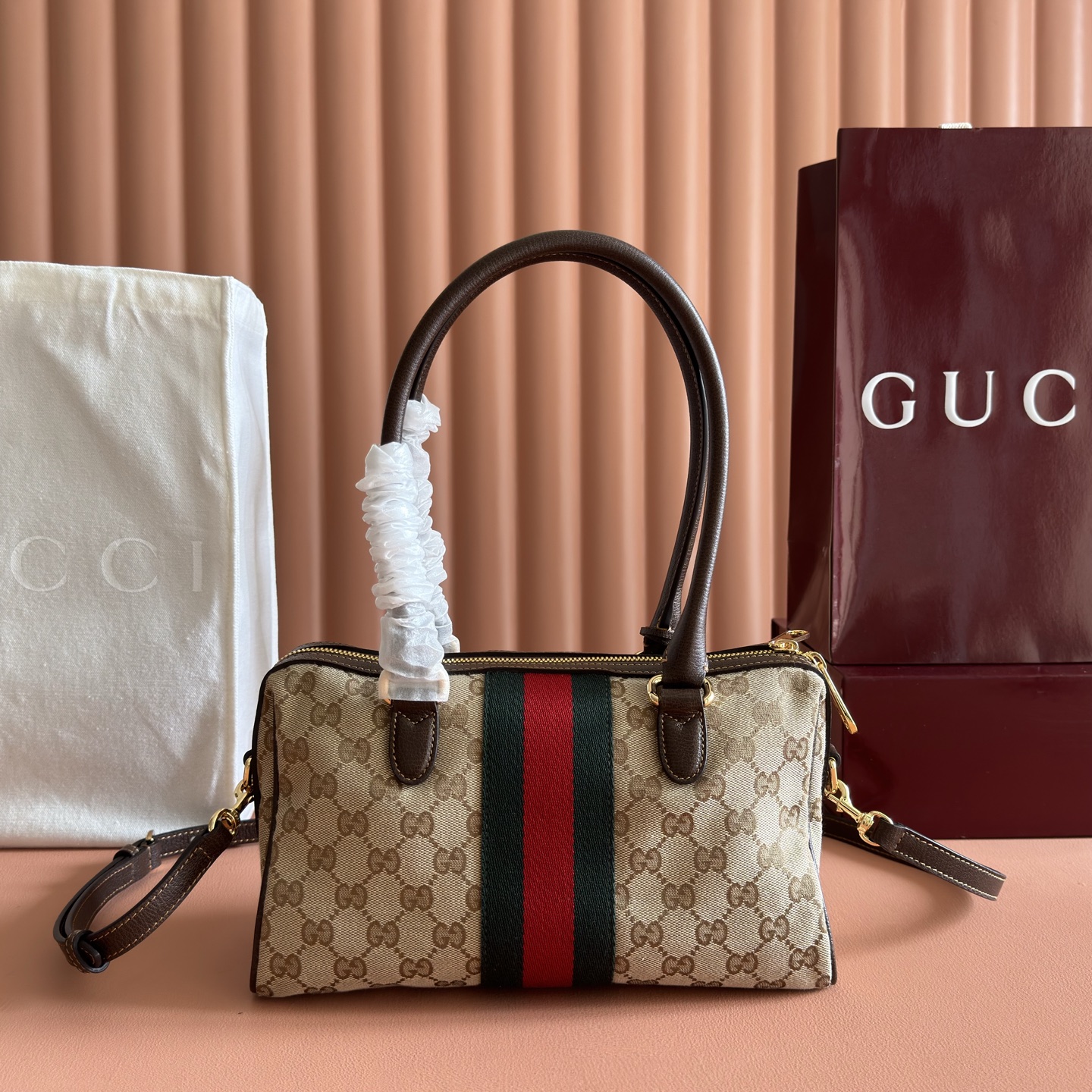 [TOP] GUCCI Top Handle Bag 28x15x10cm - Brown - 711 Luxury