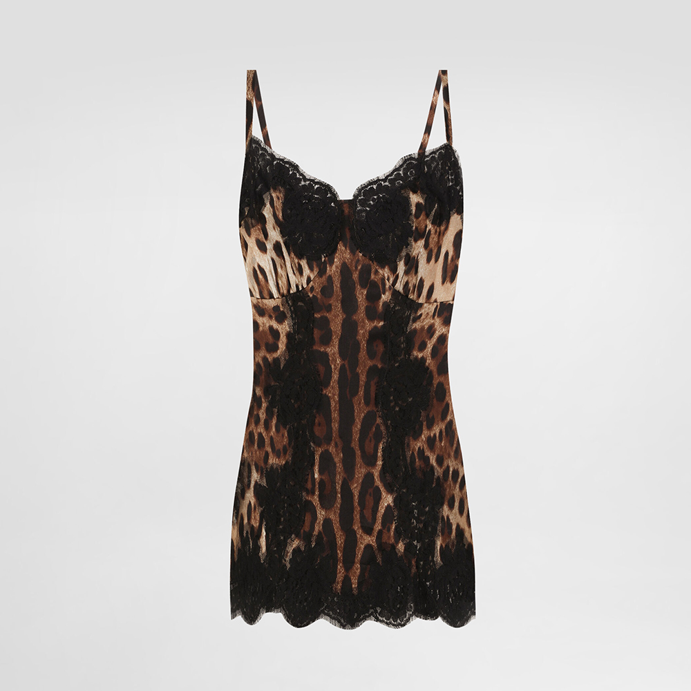 Dolce&gabbana Leopard-print Satin Top With Lace Inlay in Animal Print #380457