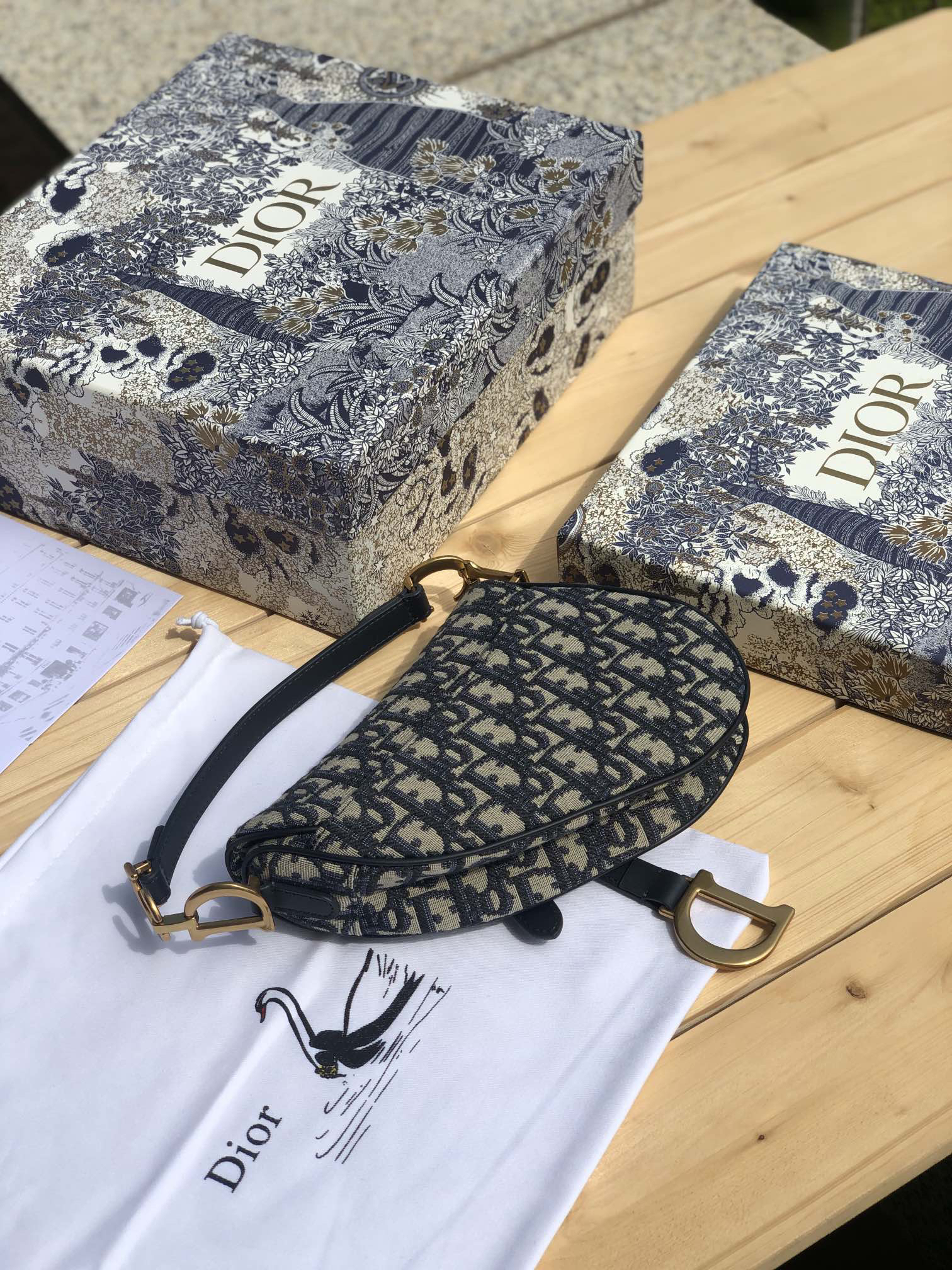 [TOP] Christian Dior Saddle Bag Oblique 21x18x5cm - Navy Blue