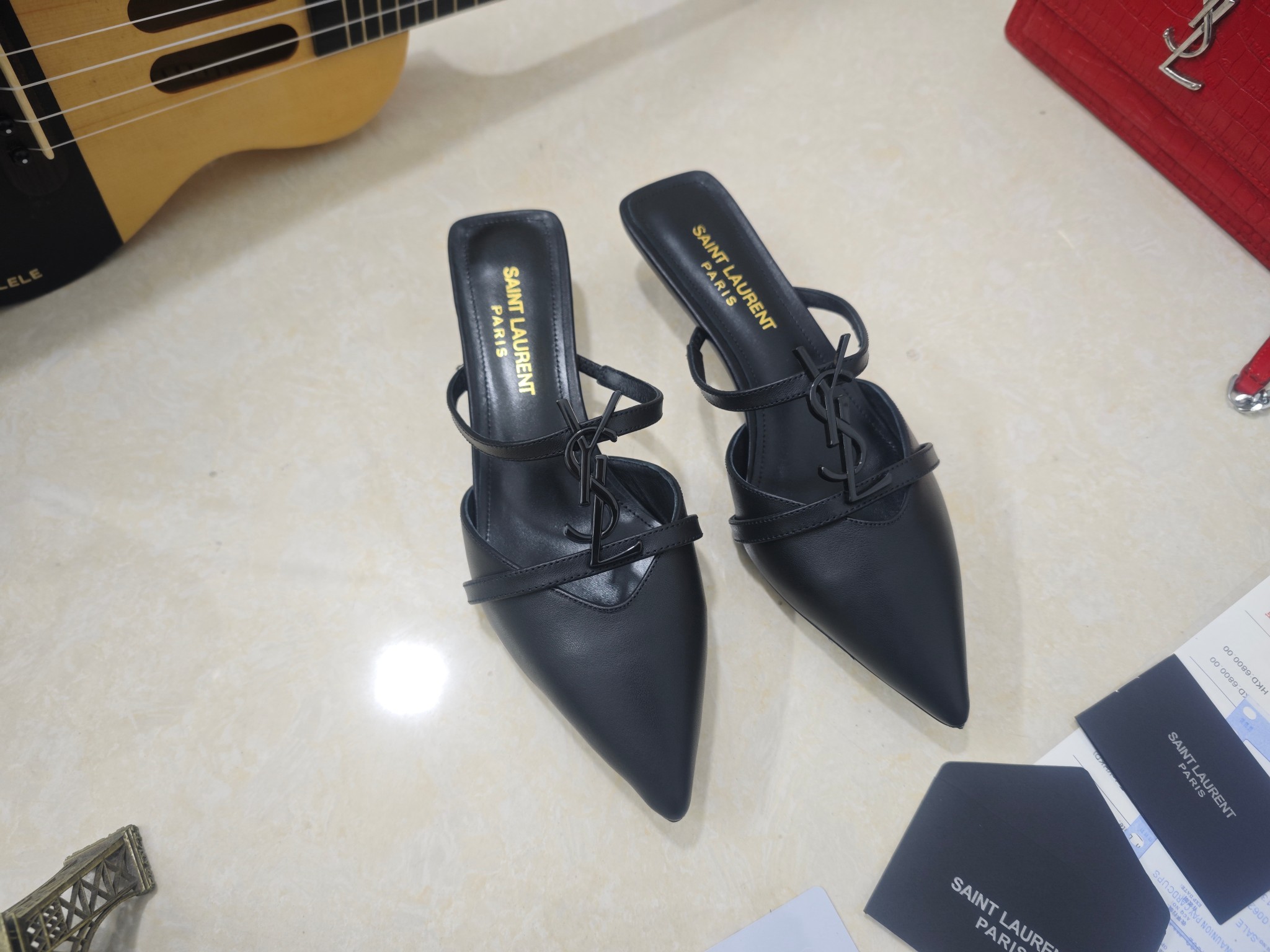 [TOP] Yves Saint Laurent YSL Mid Heels - Black - 711 Luxury