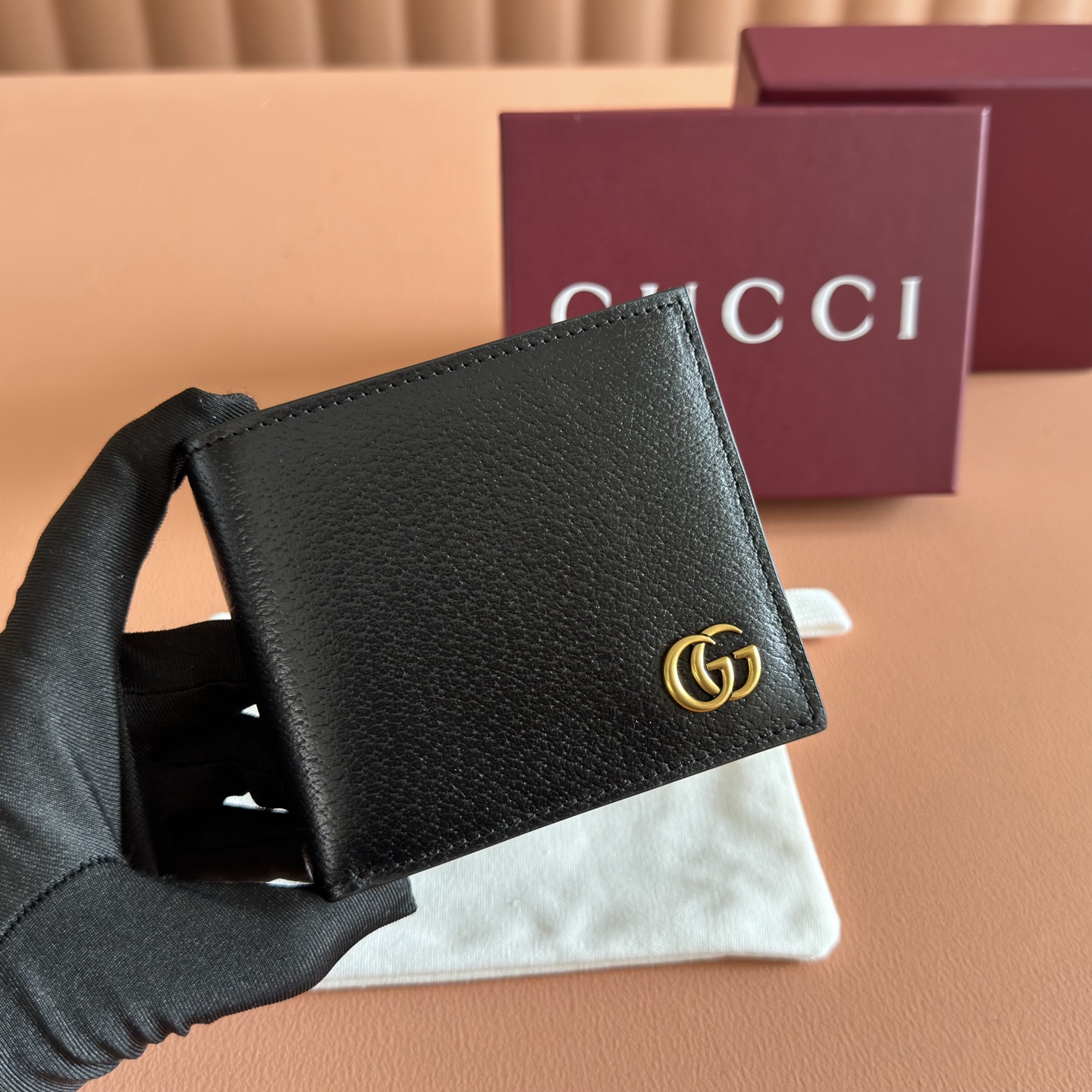 [TOP] GUCCI Wallet Cowhide 10.5x9.5cm - Black