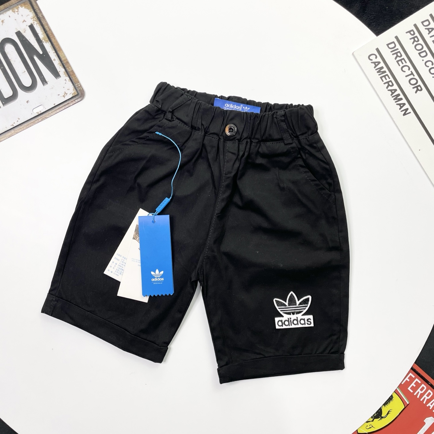 Adidas Kids Embroidered Trefoil Cotton Chino Casual Shorts For Boys Girls Full Original Tags Sizes 90-160