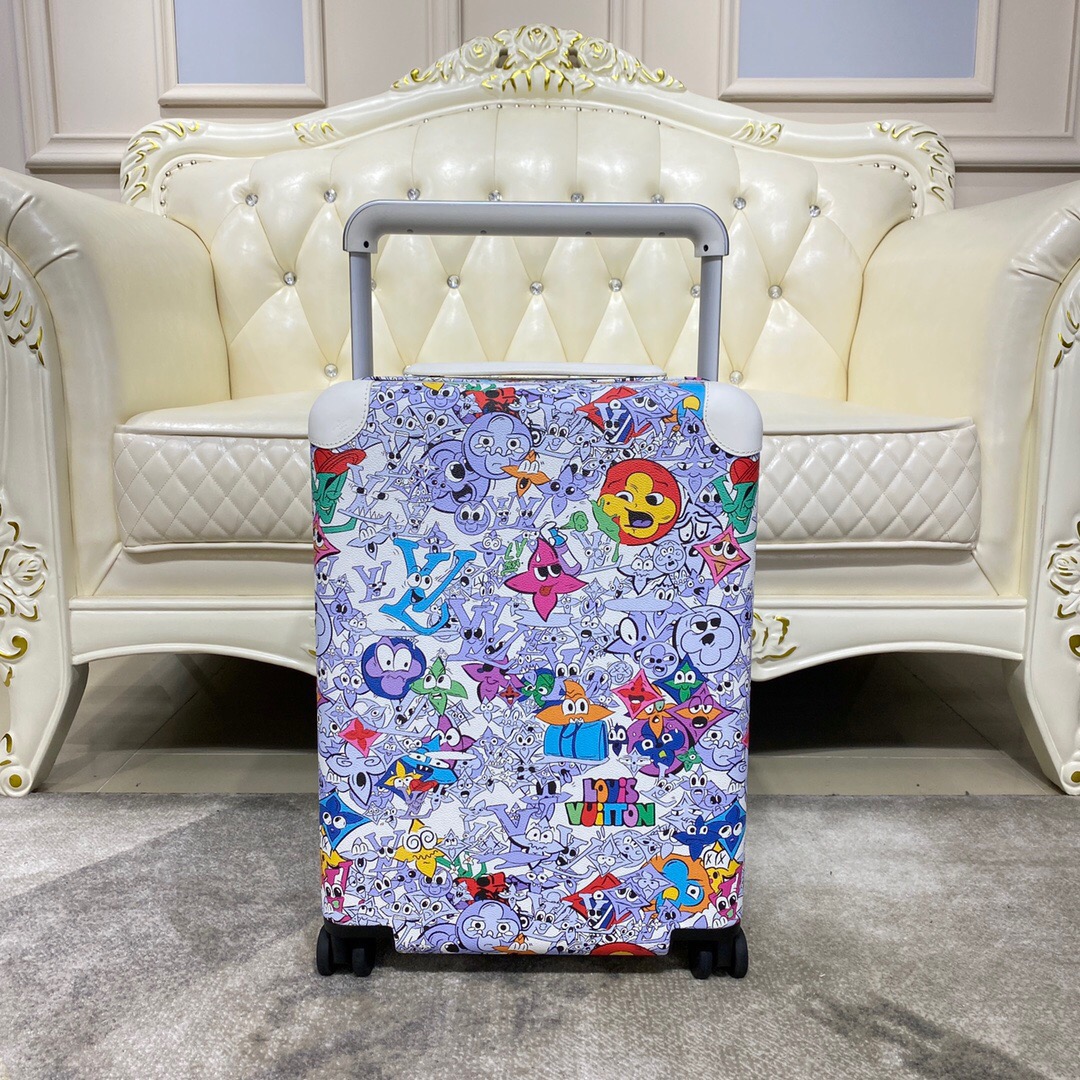 [TOP] Louis Vuitton LV Rolling Luggage Horizon 55 - White and Purple - 711 Luxury