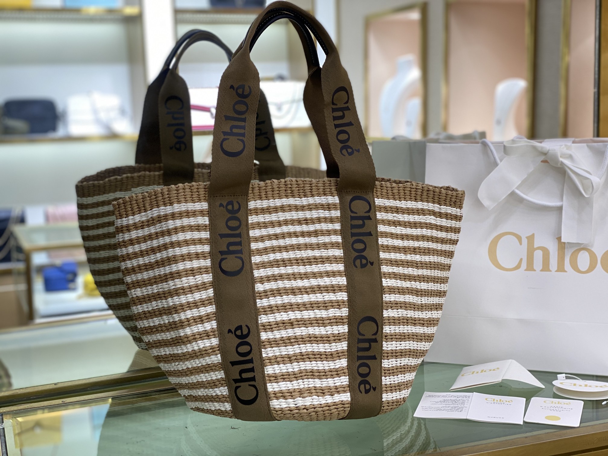 [TOP] Chloe Large Woody Basket Bag 28*48*28cm -Beige - 711 Luxury