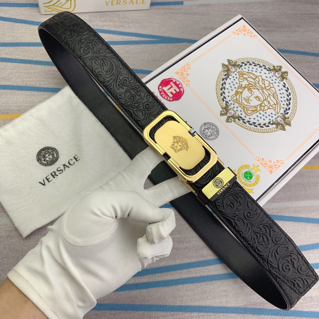 [TOP] VERSACE Men's Belt 3.5 cm - Black - 711 Luxury