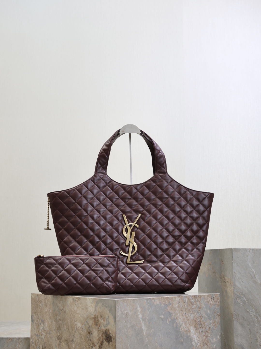 [TOP] Yves Saint Laurent YSL ICARE Bag Lambskin 58/47x61x8cm - Dark Red - 711 Luxury