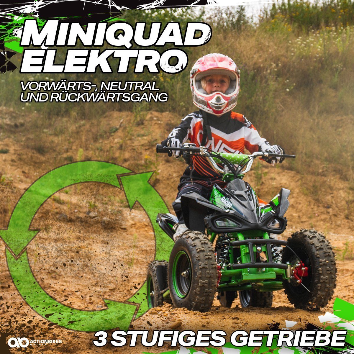 Actionbikes Motors Electric Children's Quad Mini Children's Electric Quad Racer 1000 W 36 V, load capacity 50 kg, (1 piece), up to 50 kg - disc brakes - Safety Touch System foot switch