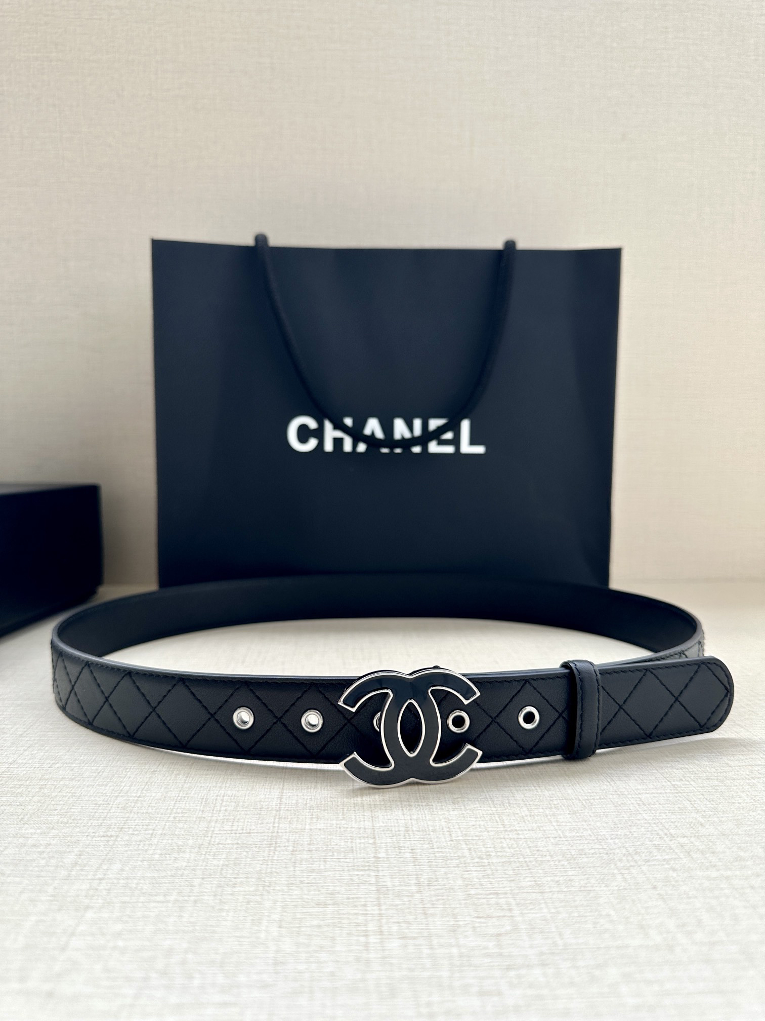 [TOP] CHANEL Cowhide Belt 3 cm - Black - 711 Luxury