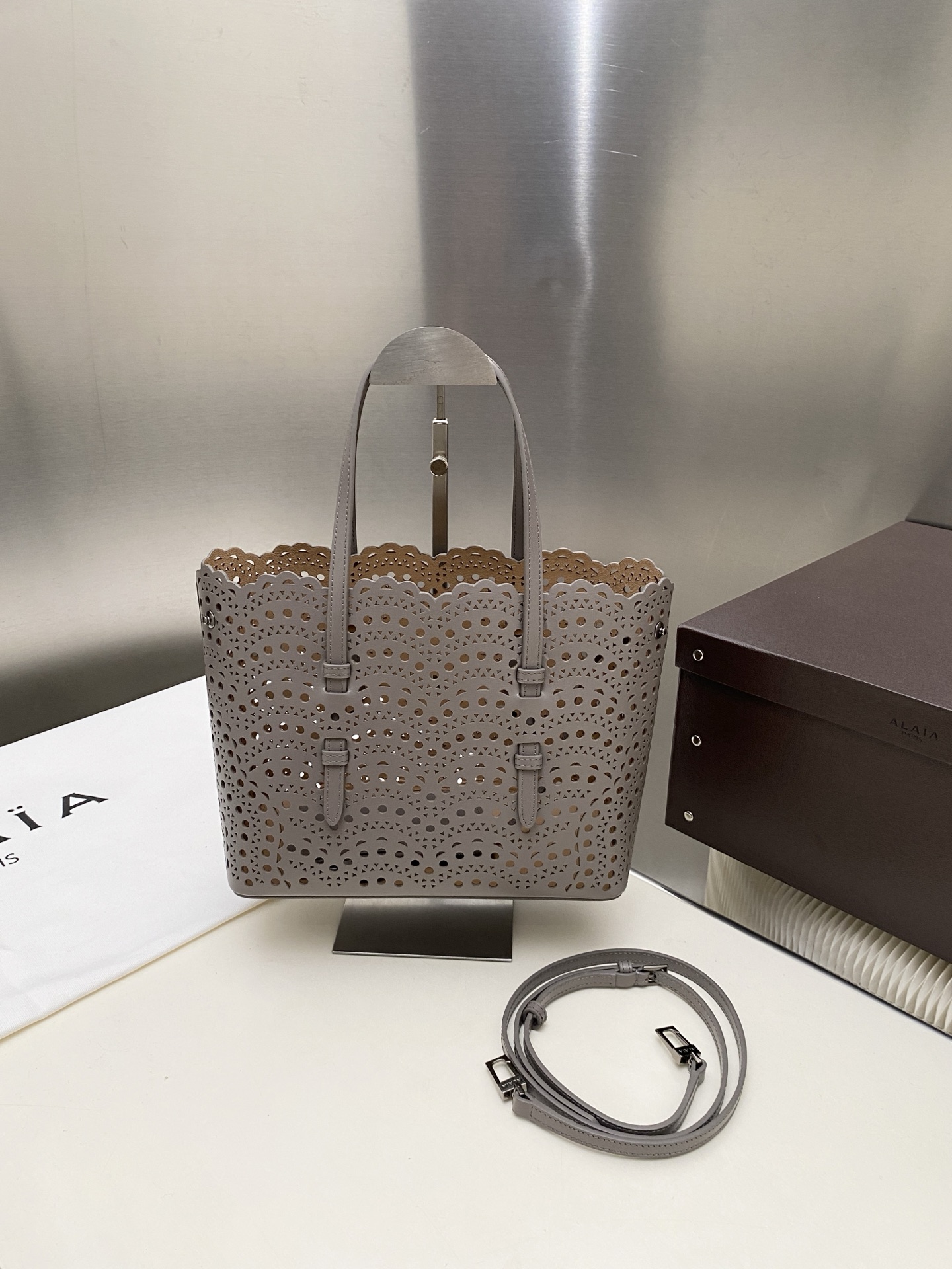 [TOP] ALAIA LE MINA 25 Bag 25*20*12 cm - Grey - 711 Luxury