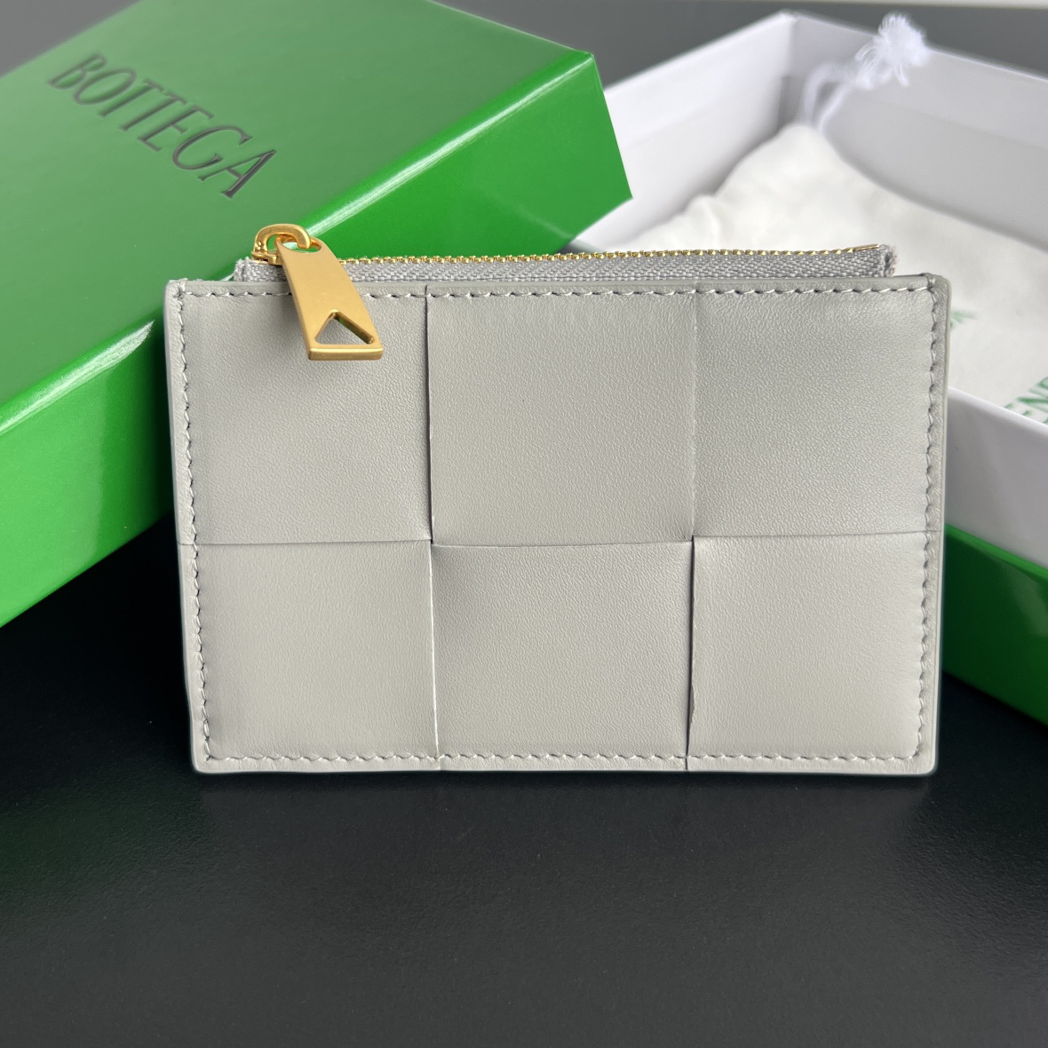 [TOP] Bottega Veneta BV  Card Holder 12x8x0.5 cm  -  Gray - 711 Luxury