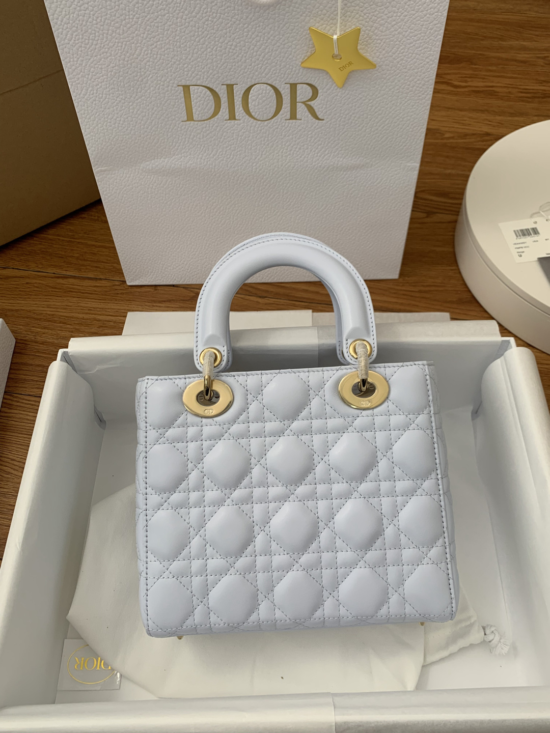 [TOP] Christian Dior Lady Dior Bag Lambskin 20x16.5x8cm - Blue