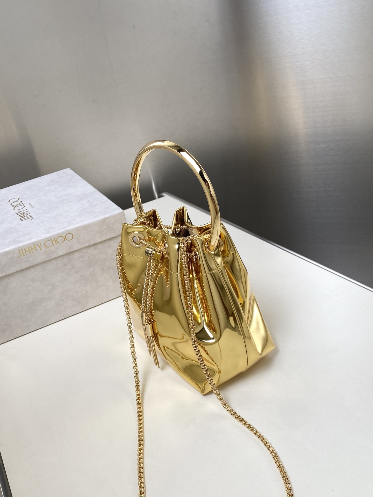 [TOP] JIMMY CHOO Bon Bon Bag 16*15*9.5CM - Gold - 711 Luxury