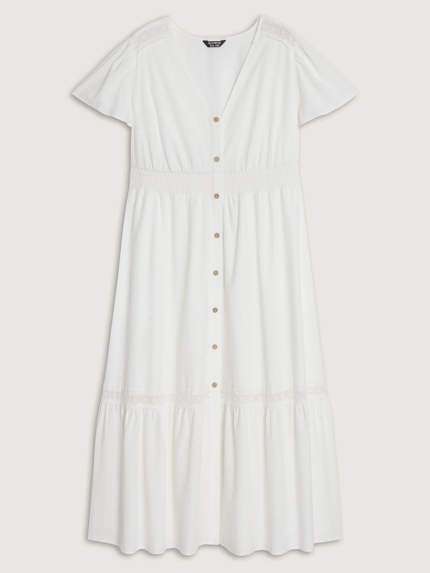 Shirred Waist Tiered V-Neck Maxi Dress