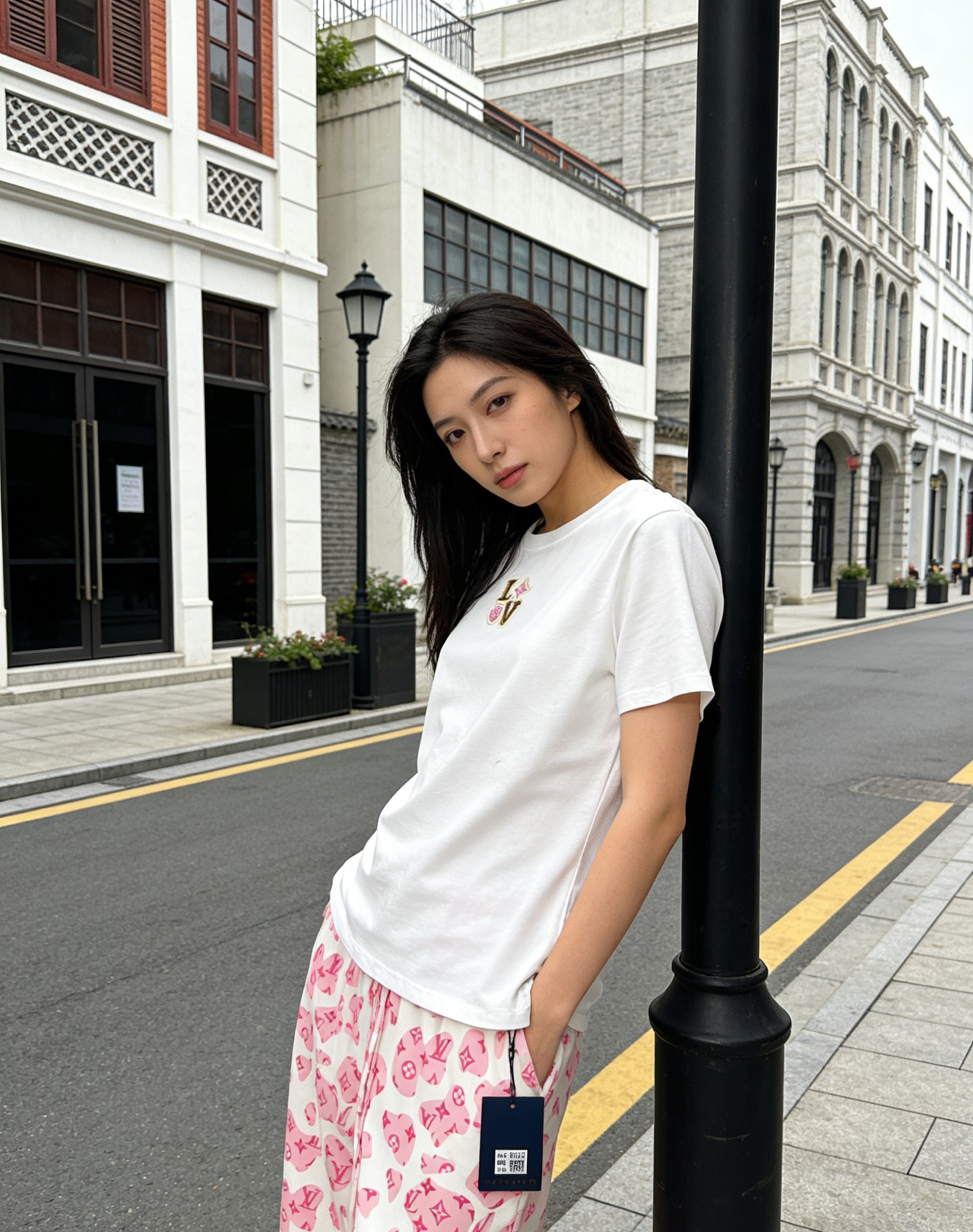 [TOP] Louis Vuitton LV  T-shirt + Pants Suit - Pink