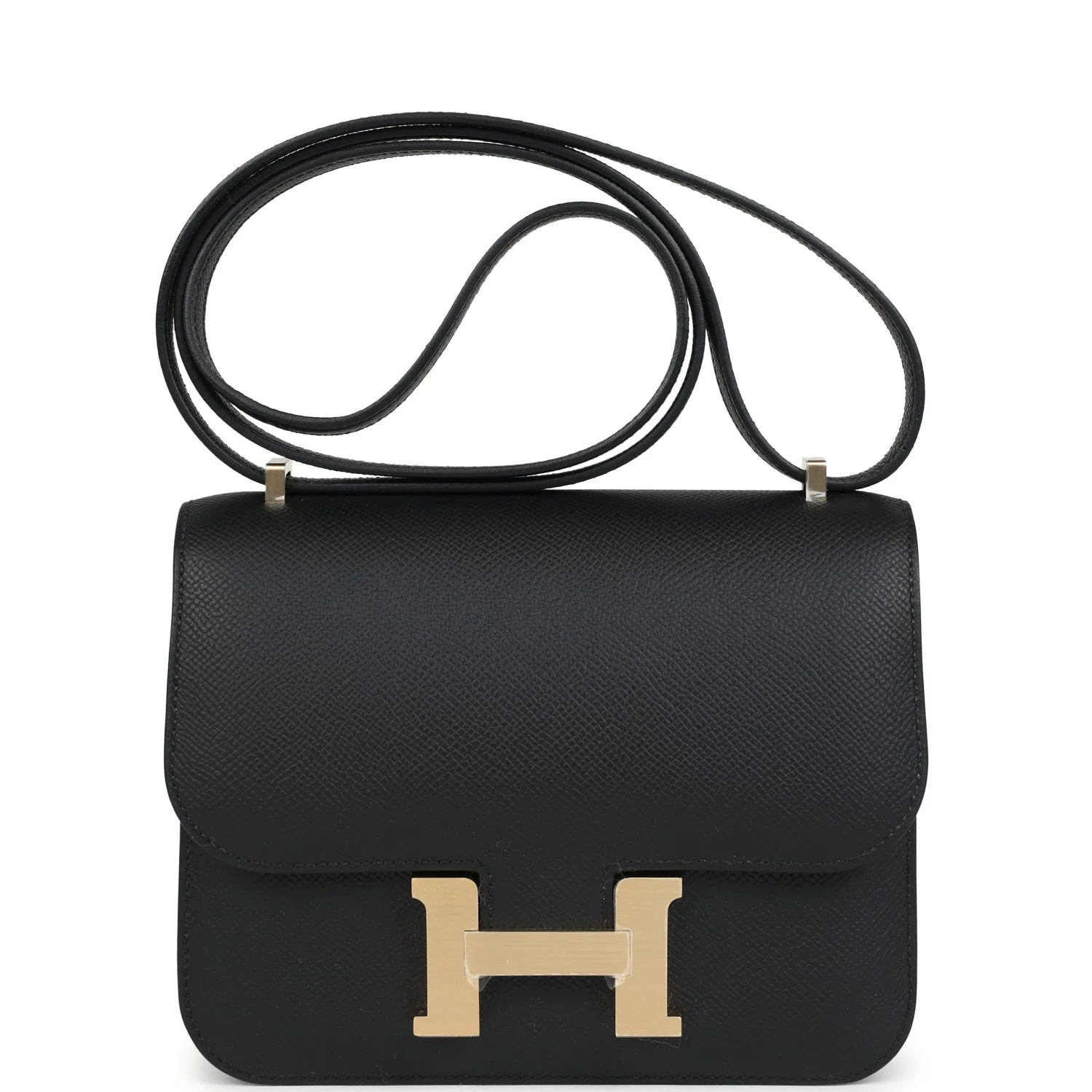 Hermes Constance Black Epsom Brushed Gold Hardware