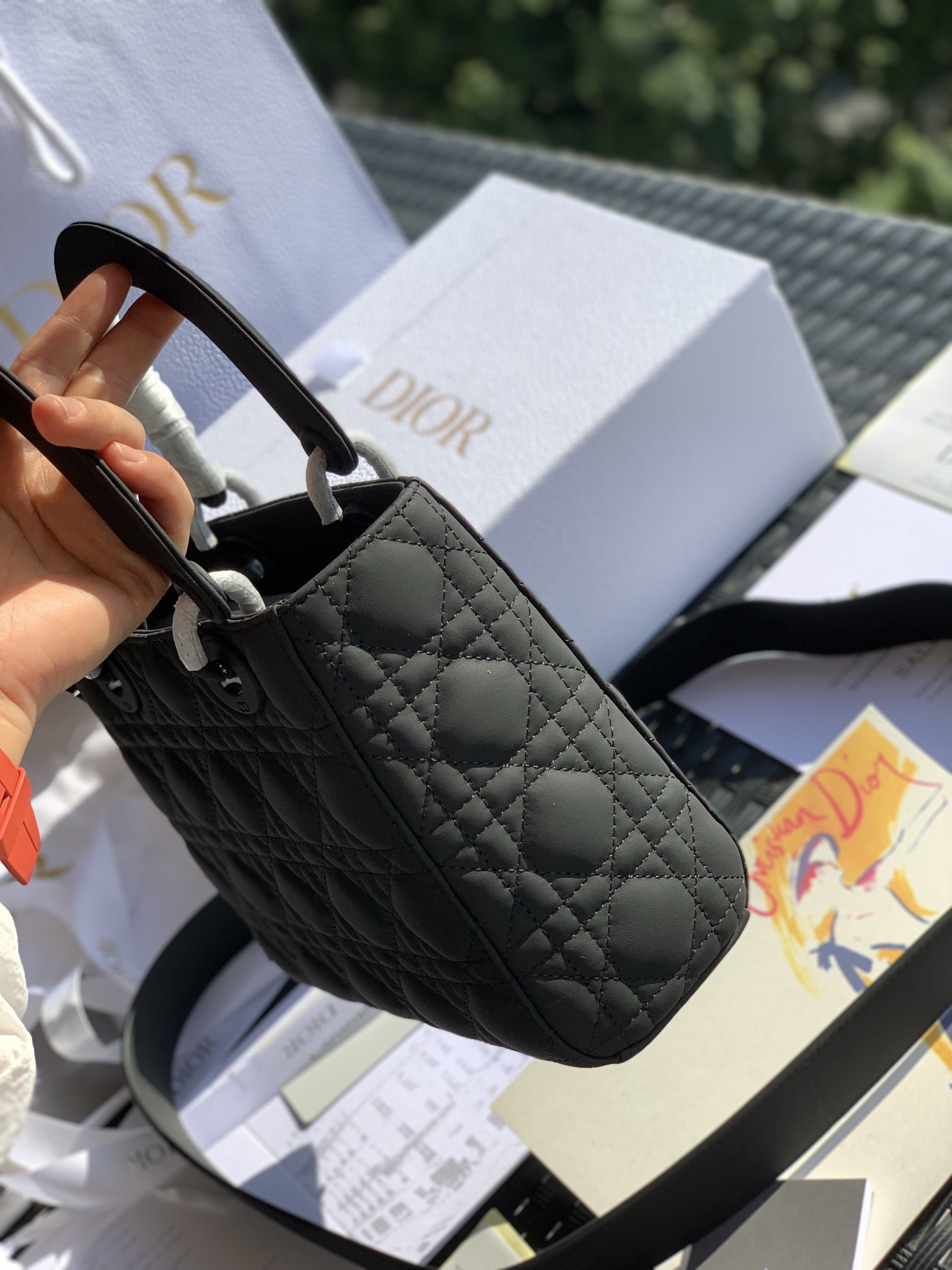 [TOP] Christian Dior Lady Dior Bag Calfskin 20x16.5x8cm - Black