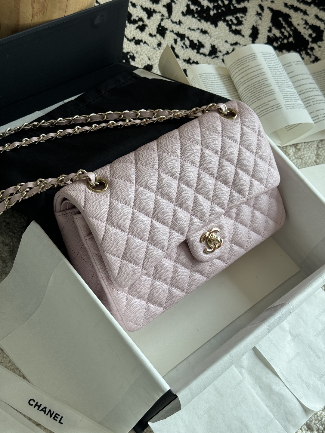 [TOP] CHANEL Classic Flap Bag Caviar 25.5cm - Pink & GHW - 711 Luxury
