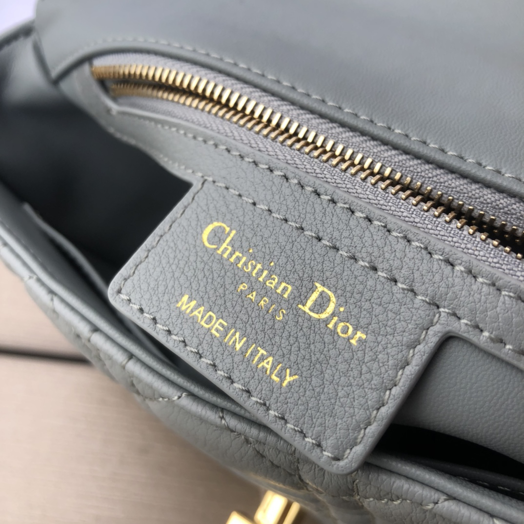 [TOP] Christian Dior Caro Bag Calfskin 20x12x7cm - Gray