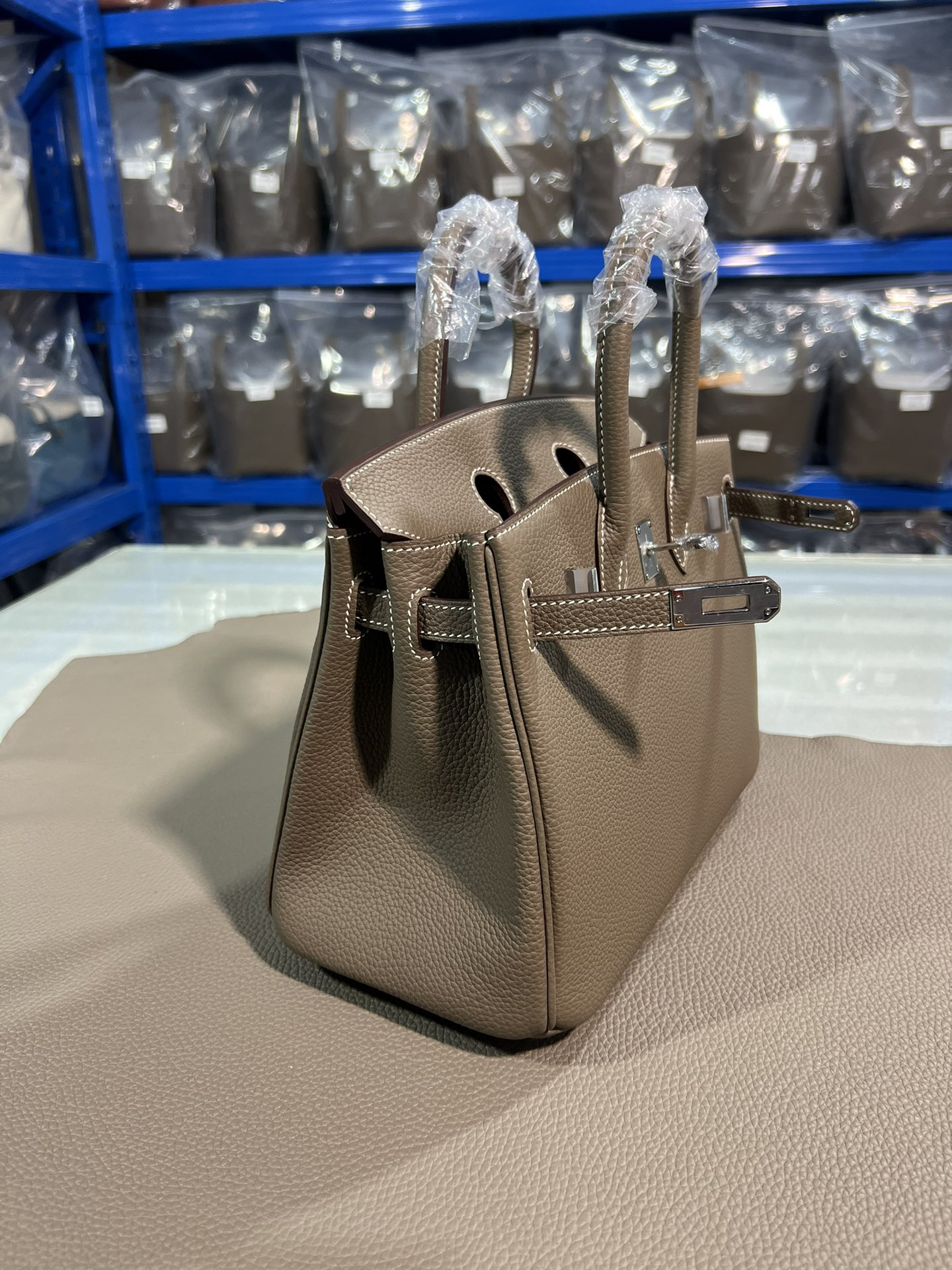 [TOP] HERMES Birkin Togo Leather 25cm - Etoupe & SHW