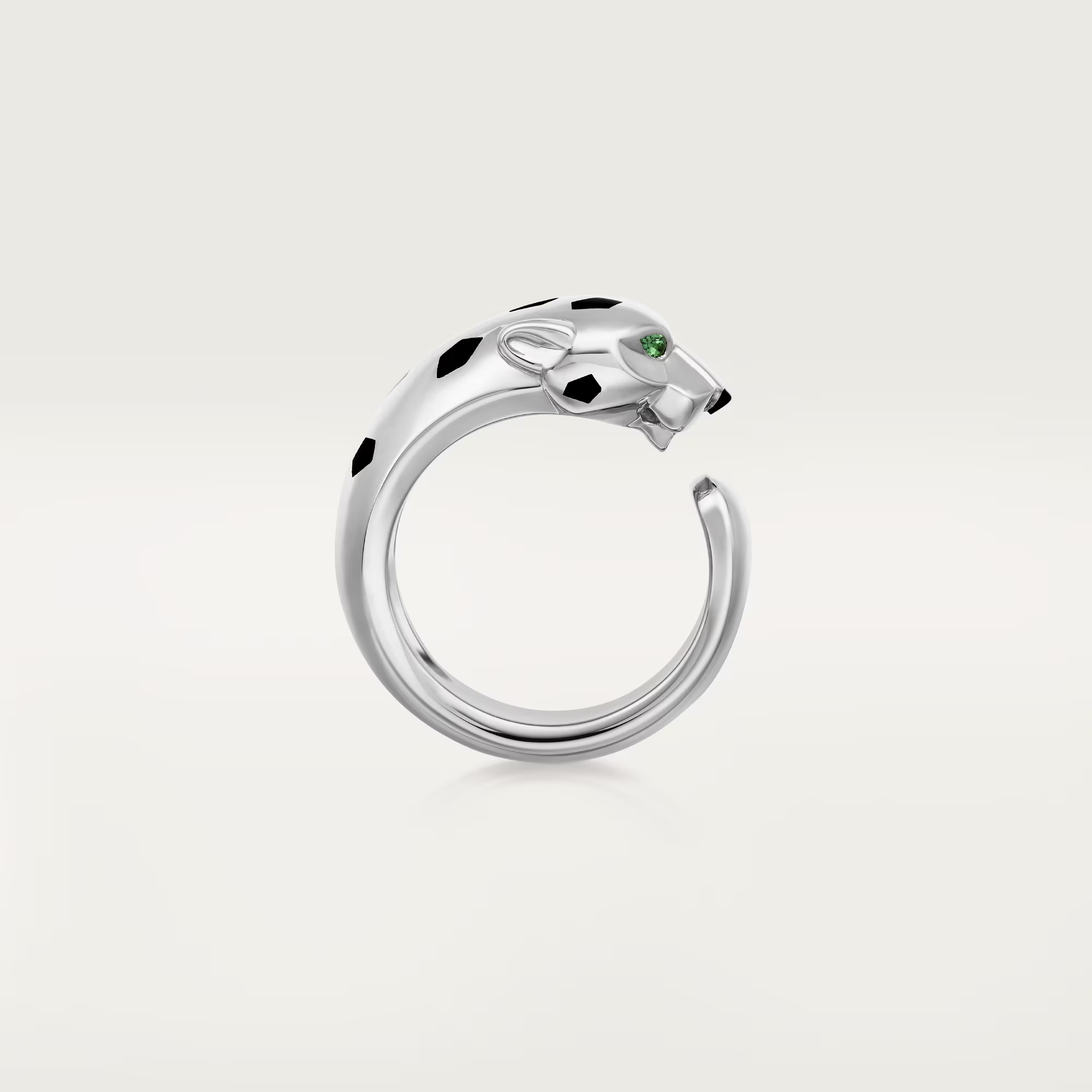 Carty Panther Motif Ring, White Gold, Medium Model