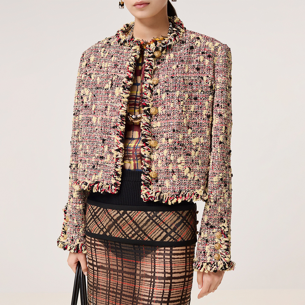 Chanel black Clothing CHANEL Jacket Tweed yellow white black red #390253 | Nigo Office