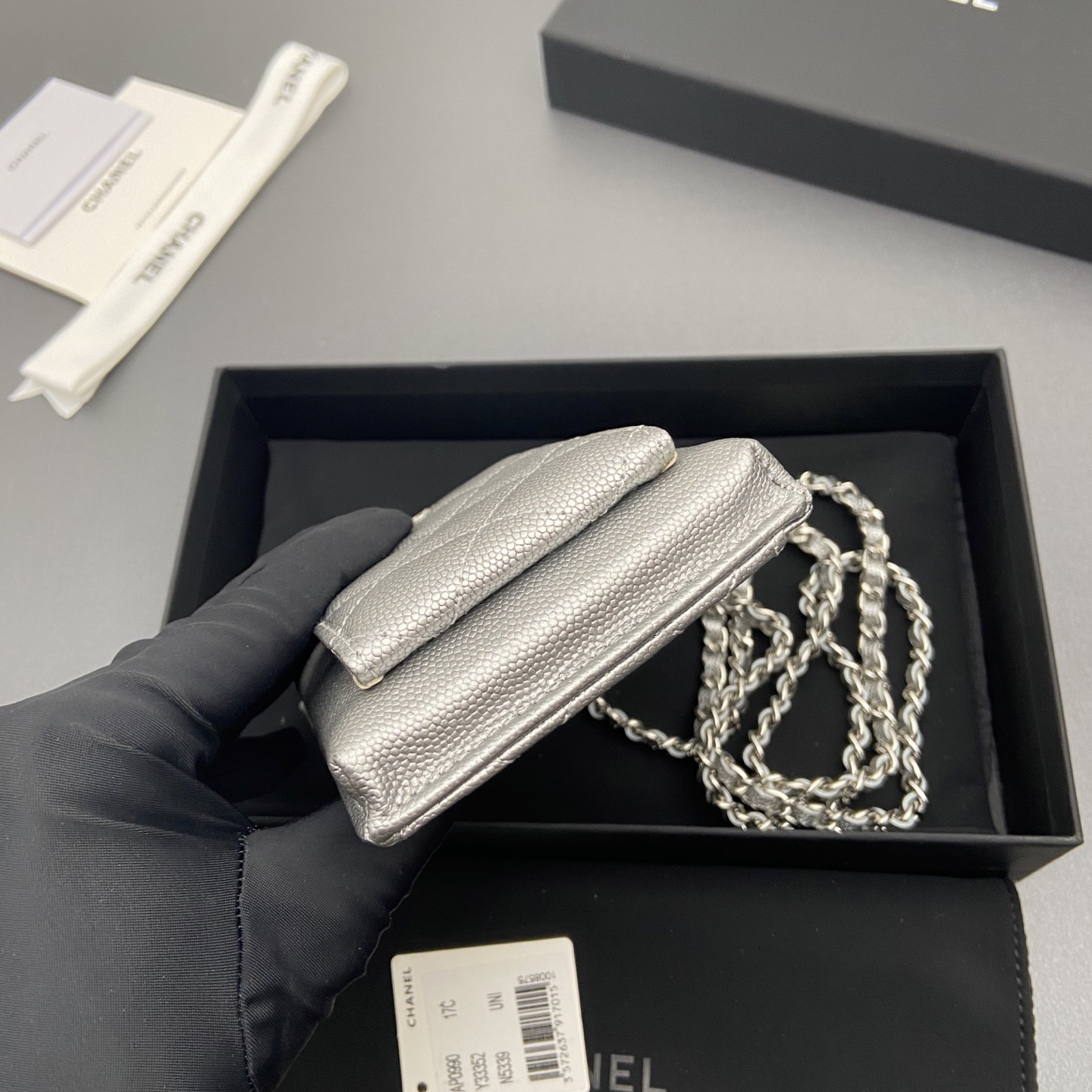 [TOP] CHANEL Phone Bag 18.5-9-3cm - Grey